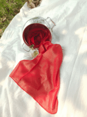 Glitter Shiny Stolar Chiffon Hijab – Ruby Red Gold Festive Shine - Image 3