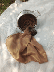 Glitter Shiny Stolar Chiffon Hijab – Golden Caramel Luxe - Image 3