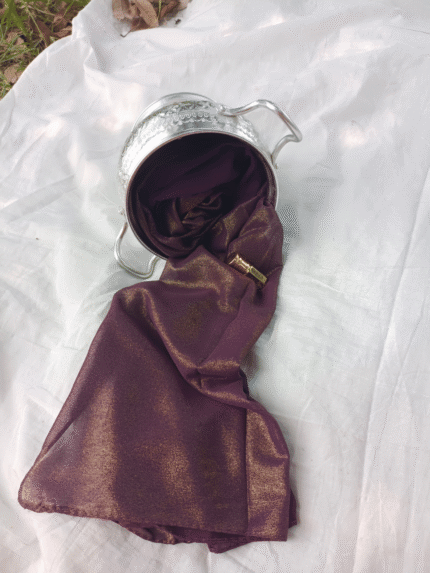 Glitter Shiny Stolar Chiffon Hijab – Plum Gold Royal Radiance