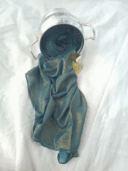 Glitter Shiny Stolar Chiffon Hijab – Deep Teal Gold Radiance - Image 2