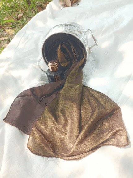 Glitter Shiny Stolar Chiffon Hijab – Mocha Gold Opulence