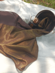 Glitter Shiny Stolar Chiffon Hijab – Mocha Gold Opulence - Image 2