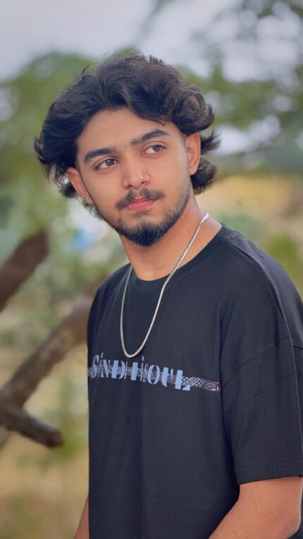 Ajrak “Sindhi Soul” Graphic T‑Shirt – Black Unisex Crewneck, Front Typo Stripe & Full Back Ajrak Panel - Image 3