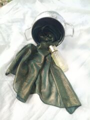 Deep Forest Gold Shimmer Hijab – Premium Formal Elegance - Image 3