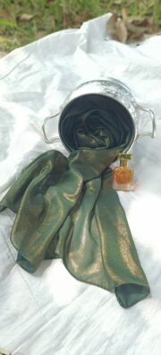 Deep Forest Gold Shimmer Hijab – Premium Formal Elegance - Image 2